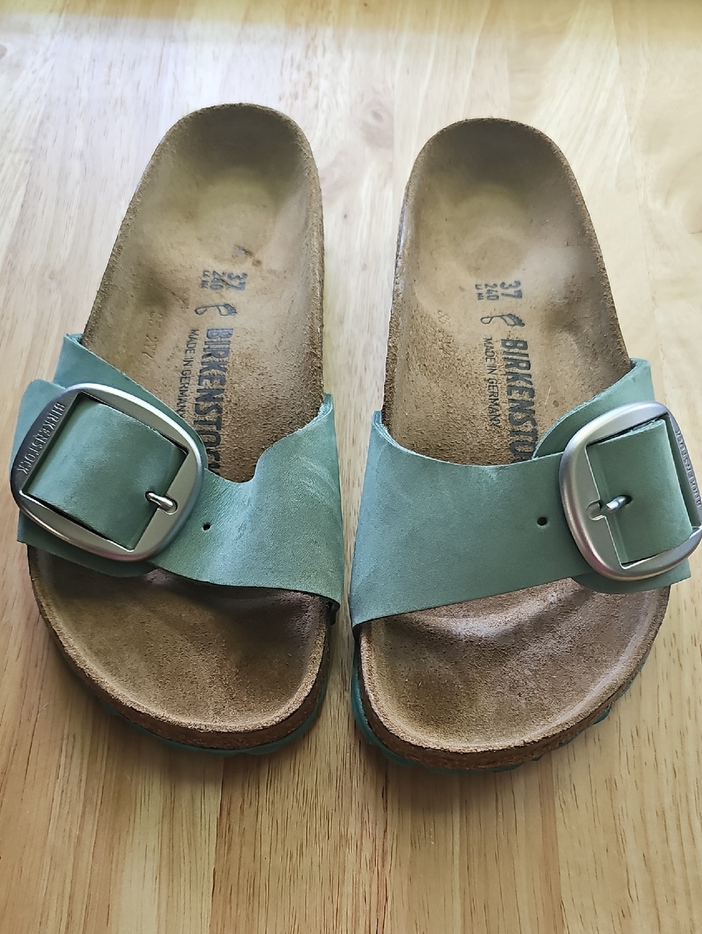Birkenstock Mint Green Madrid Single Buckle Slide Sandals